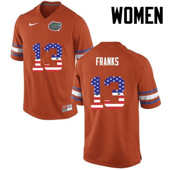 Women's Florida Gators #13 Feleipe Franks NCAA Nike Orange USA Flag Fashion Authentic Stitched College Football Jersey HRF1062UP